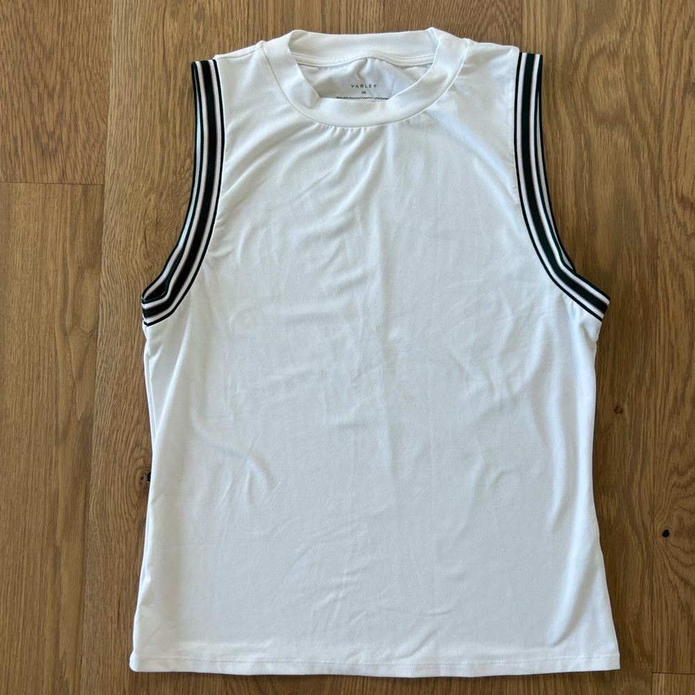 Varley White Sleeveless Tank Top with Crew Neck and Fitted Style